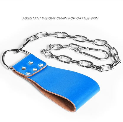 Leather Weight Lifting Belt with Chain Ring Power Training