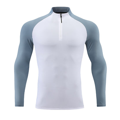 Mock Neck Half-zip Solid Color Gym Suit