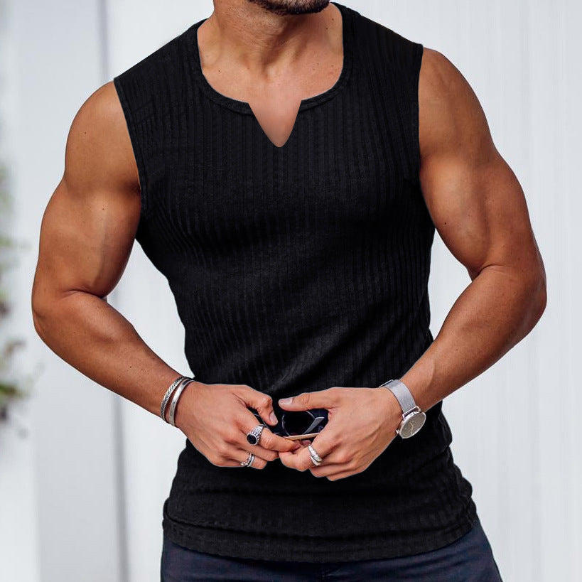 Knitted Vertical Striped Vest For Men