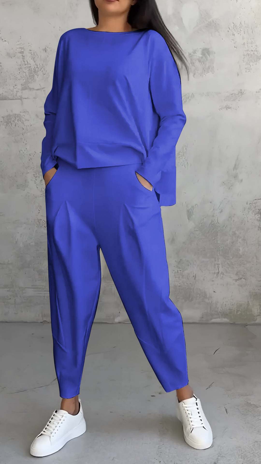 Women's Irregular Design Long-sleeved Sweater Harem Pants Suit